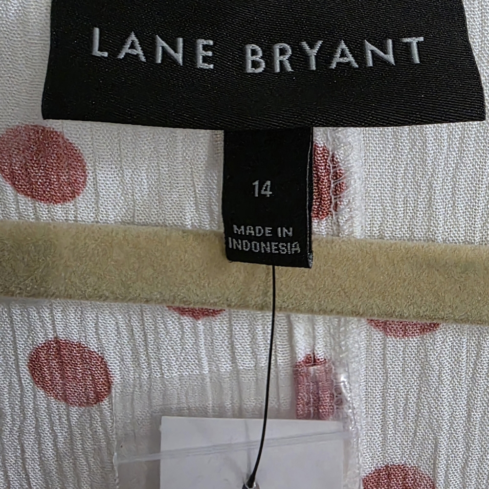 Lane Bryant White Blouse with Pink Dots - Picture 4 of 8